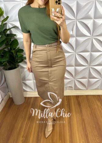 Blusa Tricot Modal Soltinha Com Manga Marcada Gabi - Verde - Milla Chic