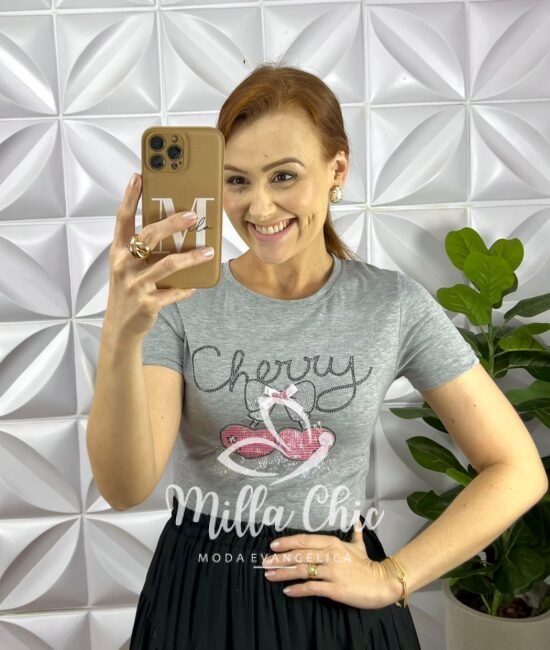 Blusa Tshirt Malha De Algodão Com Strass Bordado e Laço Katy - Branca - Milla Chic
