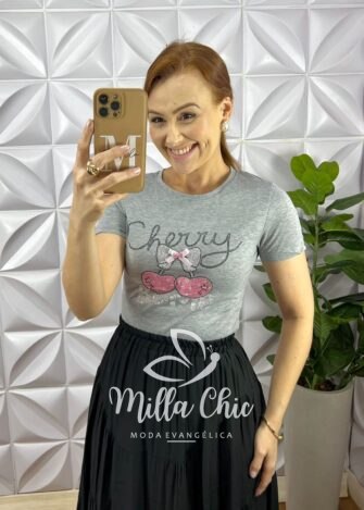 Blusa Tshirt Malha De Algodão Com Strass Bordado e Laço Katy - Branca - Milla Chic