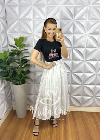 Milla Chic - millachic com br blusa tshirt malha de algodao com strass bordado e laco katy preto 5 Blusa Tshirt Malha De Algodão Com Strass Bordado e Laço Katy - Preto - Milla Chic