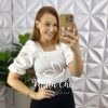 Saia Jeans Sarjada Midi Com Fenda Lateral Cinto com Detalhes Dourado Carla - Preta - Milla Chic
