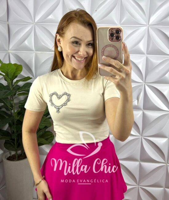 Saia Viscolinho Mídi Babados De Camadas Fabiane - Pink - Milla Chic