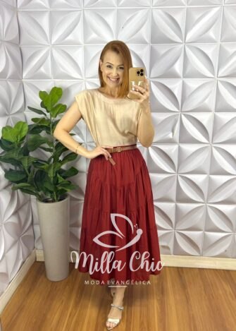 Milla Chic - millachic com br saia viscose chatum lastex na cintura midi com marias recorte abaloado penelope terra cota 2 Saia Viscose Chatum Lastex Na Cintura Midi Com Marias Recorte Abaloado Penélope - Terra Cota - Milla Chic