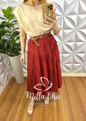 Milla Chic - millachic com br saia viscose chatum lastex na cintura midi com marias recorte abaloado penelope terra cota Saia Viscose Chatum Lastex Na Cintura Midi Com Marias Recorte Abaloado Penélope - Terra Cota - Milla Chic