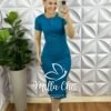 Vestido Canelado Mídi Com Botões Marcia - Azul - Milla Chic