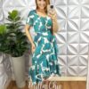Vestido Chiffon Mídi Com Botões Madre Perola Estampado Catherine - Verde - Milla Chic
