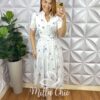 Vestido Chiffon Mídi Estampado Leticia - Branco - Milla Chic
