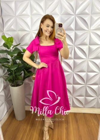 Milla Chic - millachic com br vestido crepe alfaiataria midi gode com laco alice rosa 1 Vestido Crepe Alfaiataria Mídi Godê Com Laço Alice - Rosa - Milla Chic