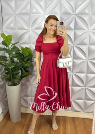 Milla Chic - millachic com br vestido crepe alfaiataria midi gode com laco alice vermelho 3 Vestido Crepe Alfaiataria Mídi Godê Com Laço Alice - Vermelho - Milla Chic