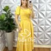 Vestido Crepe Dunna Super Mídi Com Bojo Mariana - Amarelo - Milla Chic