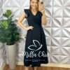 Vestido Crepe Dunnas Alto Relevo Midi Isabel - Preto - Milla Chic