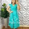 Vestido Crepe Dunnas Alto Relevo Midi Isabel - Verde - Milla Chic