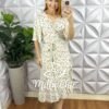 Vestido Envelope Viscolinho Faixa Cinto  Estampado Melissa - OFF - Milla Chic