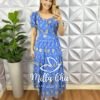 Vestido Leise 3D Manga Princesa Com Botões De Perola Longo Três Marias Heloísa - Azul - Milla Chic