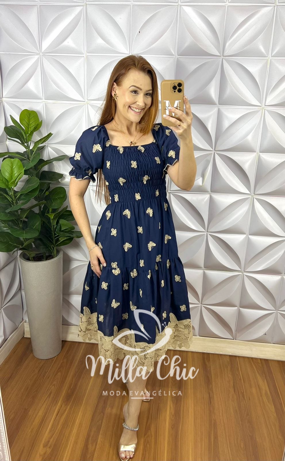 Vestido Leise Corpo De Lastex Mídi Bicolor Bruna - Azul - Milla Chic