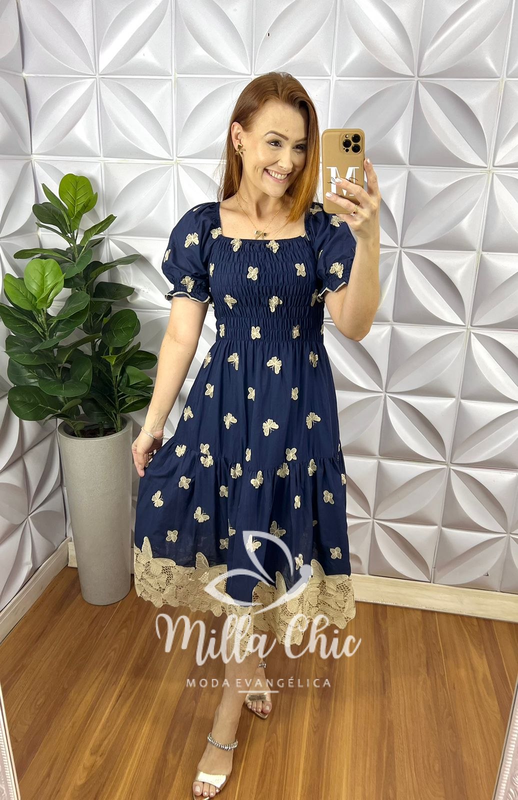 Vestido Leise Corpo De Lastex Mídi Bicolor Bruna - Azul - Milla Chic