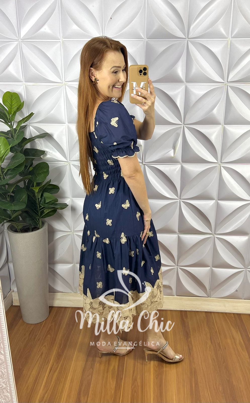 Vestido Leise Corpo De Lastex Mídi Bicolor Bruna - Azul - Milla Chic