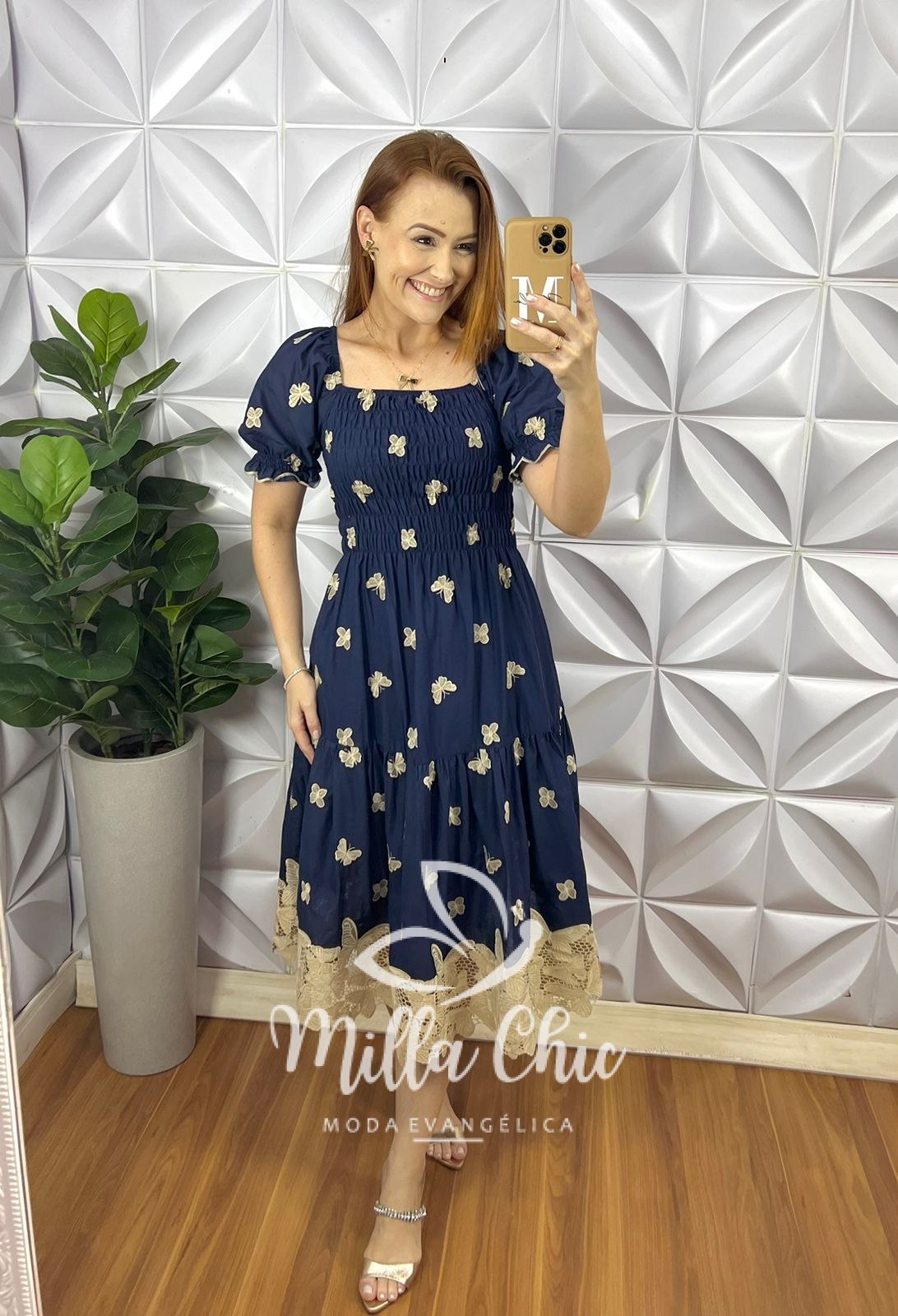 Vestido Leise Corpo De Lastex Mídi Bicolor Bruna - Azul - Milla Chic