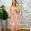 Vestido Leise Mídi Três Marias Com Drapeados No Busto Estela - Vermelho - Milla Chic