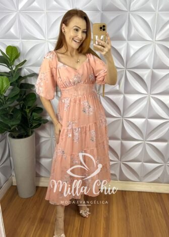 Vestido Leise Mídi Três Marias Com Drapeados No Busto Estela - Vermelho - Milla Chic