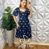 Vestido Leise Mídi Três Marias Com Drapeados No Busto Estela - Azul - Milla Chic