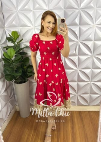 Vestido Leise Corpo De Lastex Mídi Bicolor Bruna - Vermelho - Milla Chic