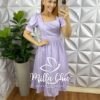 Vestido Tricoline Mídi Com Entremeio De Guippir Ana Beatriz - Lavanda - Milla Chic