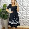 Vestido Tricoline Mídi Com Entremeio De Guippir Ana Beatriz - Preto - Milla Chic