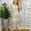 Vestido Tule Decote V Manga Soltinha Mídi Com Babados Três Marias Barbara - Branco - Milla Chic