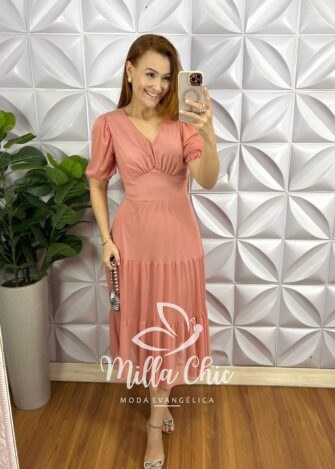 Milla Chic - millachic com br vestido tule midi tres marias manga princesa sandra rose 3 Vestido Tule Decote V Pala Na Cintura Três Marias Manga Princesa Sandra - Rose - Milla Chic