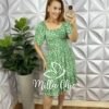 Vestido Viscolinho Estampado Curto Manga Raglan Ester - Verde - Milla Chic