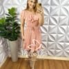 Vestido Viscolycra Com Babado No Decote Elastico Na Cintura Babado Na Barra Gabriela - Rosa - Milla Chic