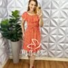 Vestido Viscolycra Com Babado No Decote Elastico Na Cintura Babado Na Barra Gabriela - Laranja - Milla Chic