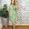 Vestido Viscolycra Decote Com Elastico Lastex Na Cintura Curto Com Babado Na Barra Maria - Verde - Milla Chic
