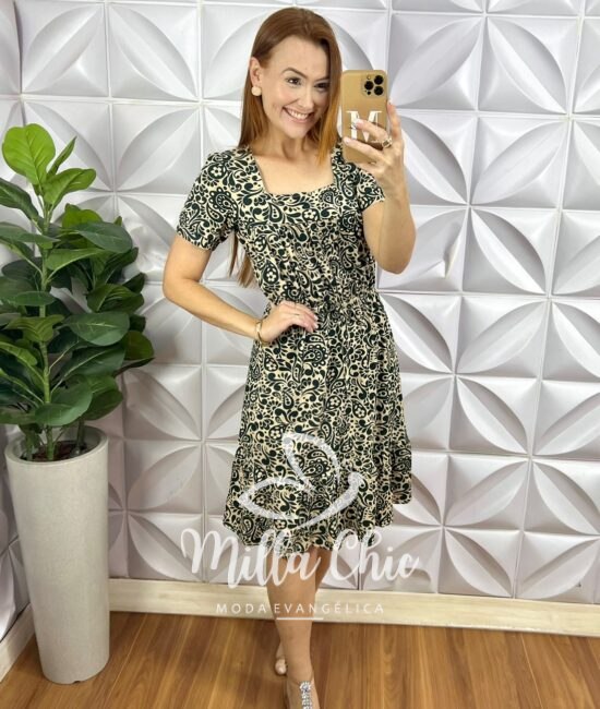 Vestido Amanda  Comfy Chic verde estampado - Milla Chic