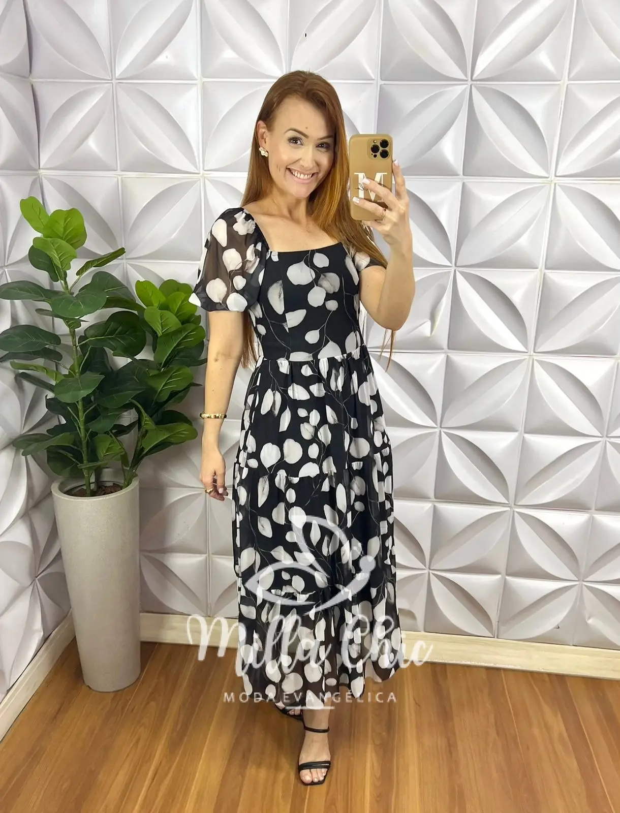 Vestido Tule Mídi Com Lastex Nas Costas Estampado Margarida – Preto – Milla Chic Vestido Tule Mídi Com Lastex Nas Costas Estampado Margarida - Preto - Milla Chic