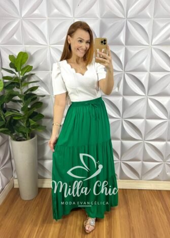 Blusa Anarruga Com Bojo Manga Princesa Lucrécia - Branca - Milla Chic