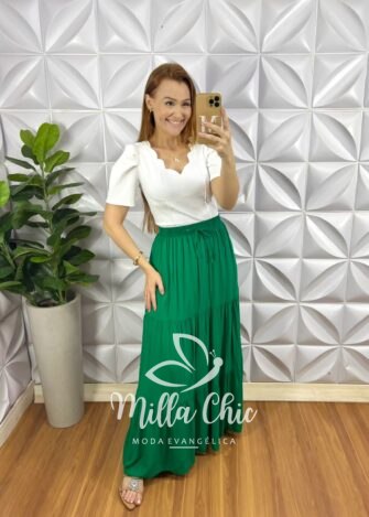 Blusa Anarruga Com Bojo Manga Princesa Lucrécia - Branca - Milla Chic