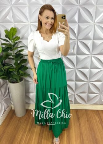 Blusa Anarruga Com Bojo Manga Princesa Lucrécia - Branca - Milla Chic