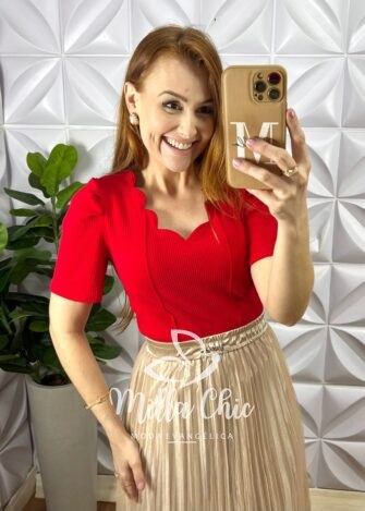 Milla Chic - millachic com br blusa anarruga com bojo manga princesa lucrecia preta copia Blusa Anarruga Com Bojo Manga Princesa Lucrécia - Vermelho - Milla Chic