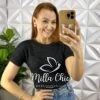 Blusa Canelada Com Lurex Soltinha Gola Marcada Monique - Preta - Milla Chic