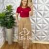 Blusa Com Aplicação de Flor No Viscolycra Florença - Vermelha - Milla Chic