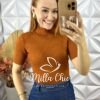 Cacharel Em Tricot Manga Curta - Marrom - Milla Chic
