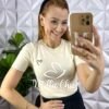 Blusa Tricot Modal Com Gola Marcada Bordado De Coração Livia - Manteiga - Milla Chic
