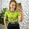 Blusa Tricot Modal Com Gola Marcada e Bordados Floral Antonieta - Verde - Milla Chic