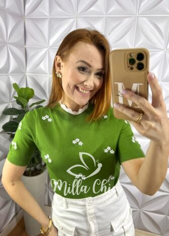 Milla Chic - millachic com br blusa tricot modal com trabalhado na gola e bordados floral polonia areia copia Blusa Tricot Modal Com Trabalhado na Gola e Bordados Floral Polônia - Verde - Milla Chic