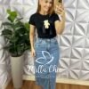 Blusa Tshirt Malha De Algodão Com Aplicação de Laço e Ursinho Úrsula - Preto - Milla Chic