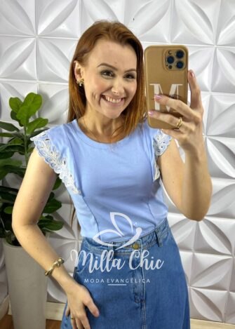 Milla Chic - millachic com br blusa tshirt malha de algodao com manga de muscle de babado bordado dany preta copia 2 Blusa Tshirt Malha De Algodão Com Manga de Muscle de Babado Bordado Dany - Azul - Milla Chic