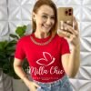 Blusa Viscolycra Com Colar Dourado Ana Beatriz - Vermelho - Milla Chic