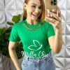Blusa Viscolycra Com Colar Dourado Ana Beatriz - Verde - Milla Chic